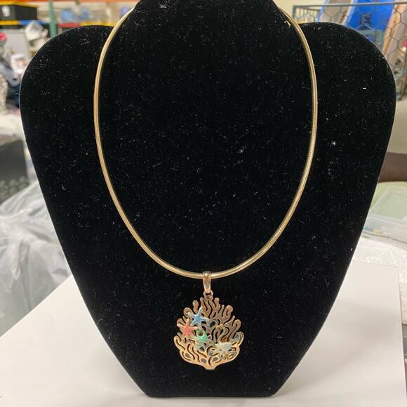 Italian Sea Life Sterling Enamel Pendant Starfish Octopus Shell Omega Necklace - Picture 9 of 12